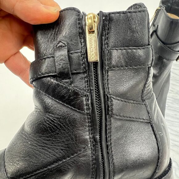 Jimmy Choo Mitchell Flat Strap Ankle Boots Women 36 Black Leather Buckle Accent - Picture 9 of 14